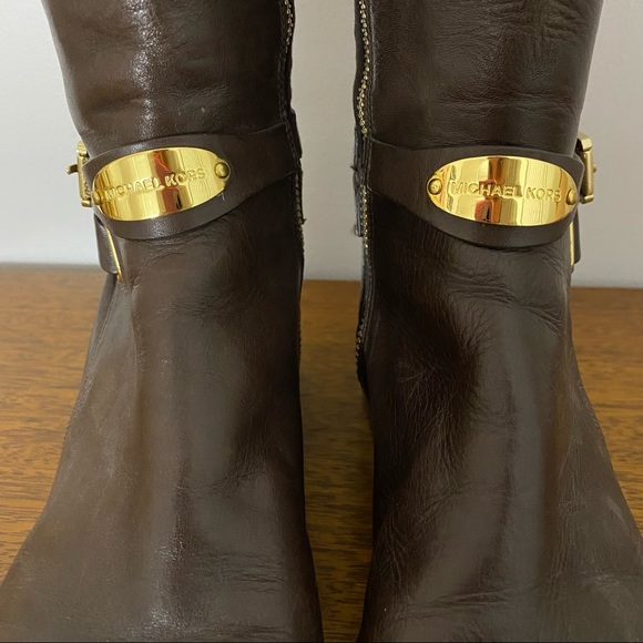 SOLD Michael Kors Arley Dark Brown Leather Stretch Tall Riding Boot Size 8 - Picture 2 of 16
